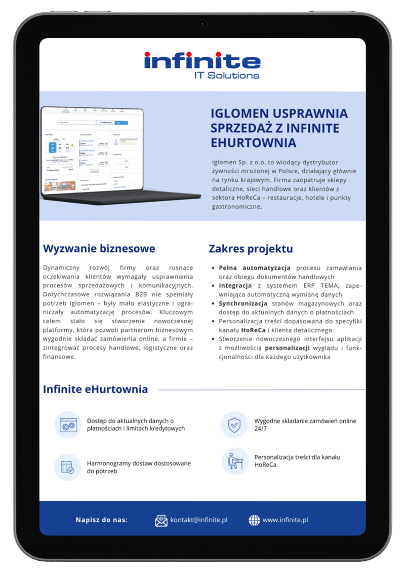 Iglomen usprawnia sprzedaż z Infinite eHurtownia| Infinite IT Solution
